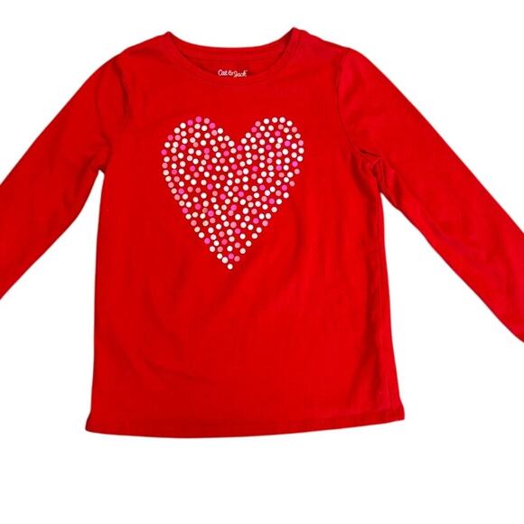 Cat & Jack Other - Girls Cat & Jack Cotton Red Long Sleeve T Shirt Hearts Valentines DaySize 7-8
